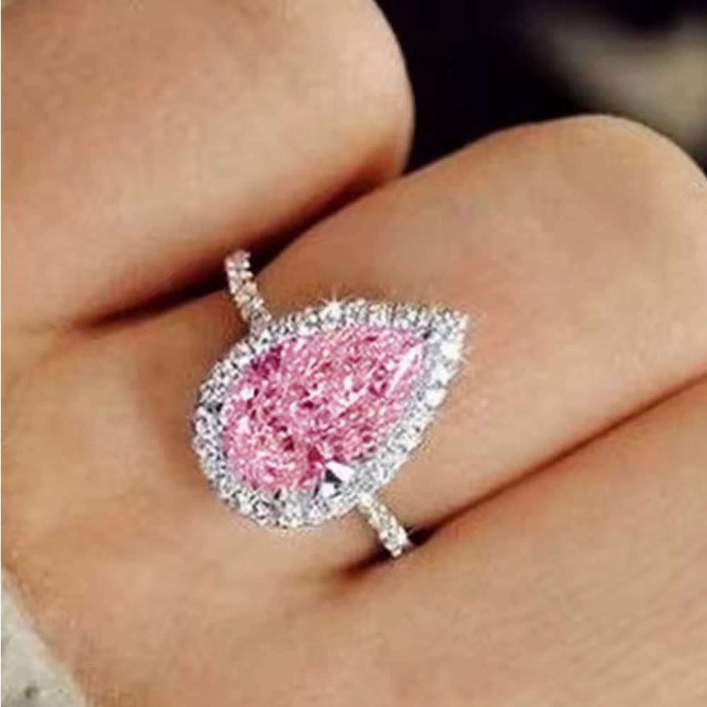 New CZ pink Amethyst Sterling Silver Size 8